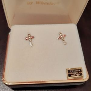Dakota Gold and Serling Silver Cross Earrings